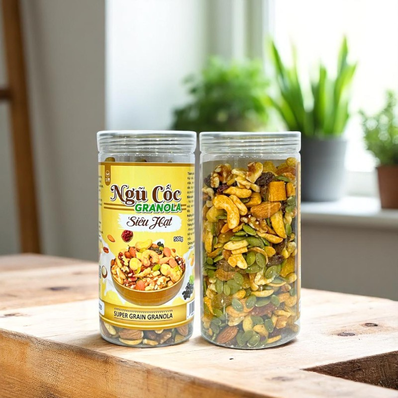 Bỏ sỉ ngũ Cốc Granola Siêu Hạt Hộp 500g Thơm Ngon Bỏ sỉ ngũ Cốc Granola Siêu Hạt Hộp 500g Thơm Ngon