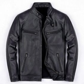 Áo Khoác Da Nam Cổ Trụ Lót Vải Mềm Cao Cấp Có Big Size