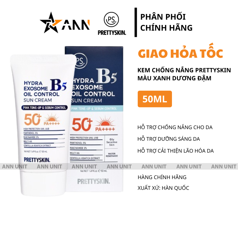 Giá sỉ kem Chống Nắng B5 PrettySkin 50ml Màu Xanh Dương Đậm - Hỗ Trợ Chống Nắng Dưỡng Sáng Cải Thiện Lão Hóa Da