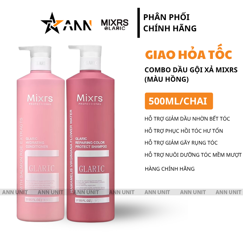 Shop sỉ combo Gội Xả Mixrs Màu Hồng 500ml