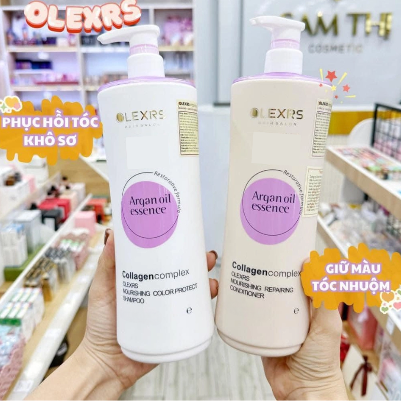 Combo Gội Xả Olexrs Argan Oil Essence Màu Tím 500ml