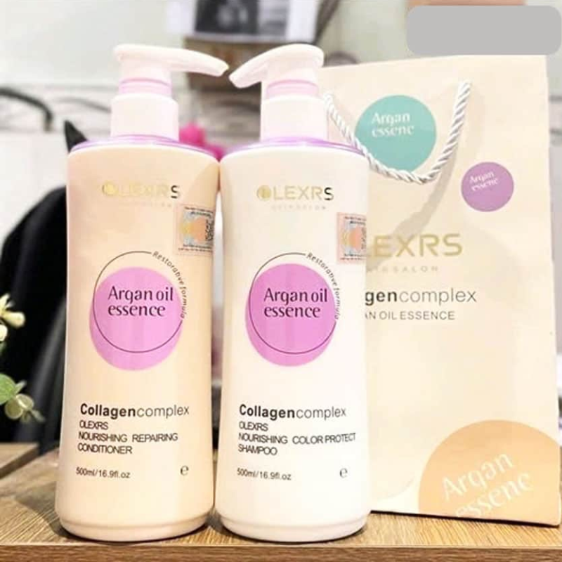 Combo Gội Xả Olexrs Argan Oil Essence Màu Tím 500ml