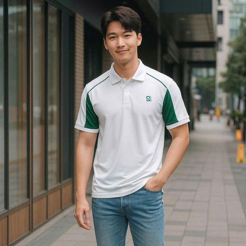 Áo Thun Nam Polo Cổ Bẻ Thêu Chữ SRB Tay Phối Viền Màu Basic (Có size 3x)