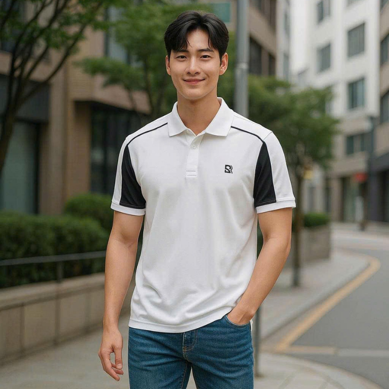 Áo Thun Nam Polo Cổ Bẻ Thêu Chữ SRB Tay Phối Viền Màu Basic (Có size 3x)