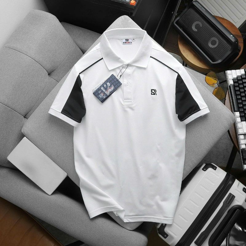 Áo Thun Nam Polo Cổ Bẻ Thêu Chữ SRB Tay Phối Viền Màu Basic (Có size 3x)