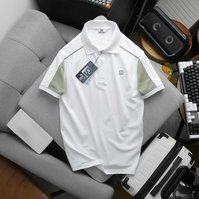 Áo Thun Nam Polo Cổ Bẻ Thêu Chữ SRB Tay Phối Viền Màu Basic (Có size 3x)