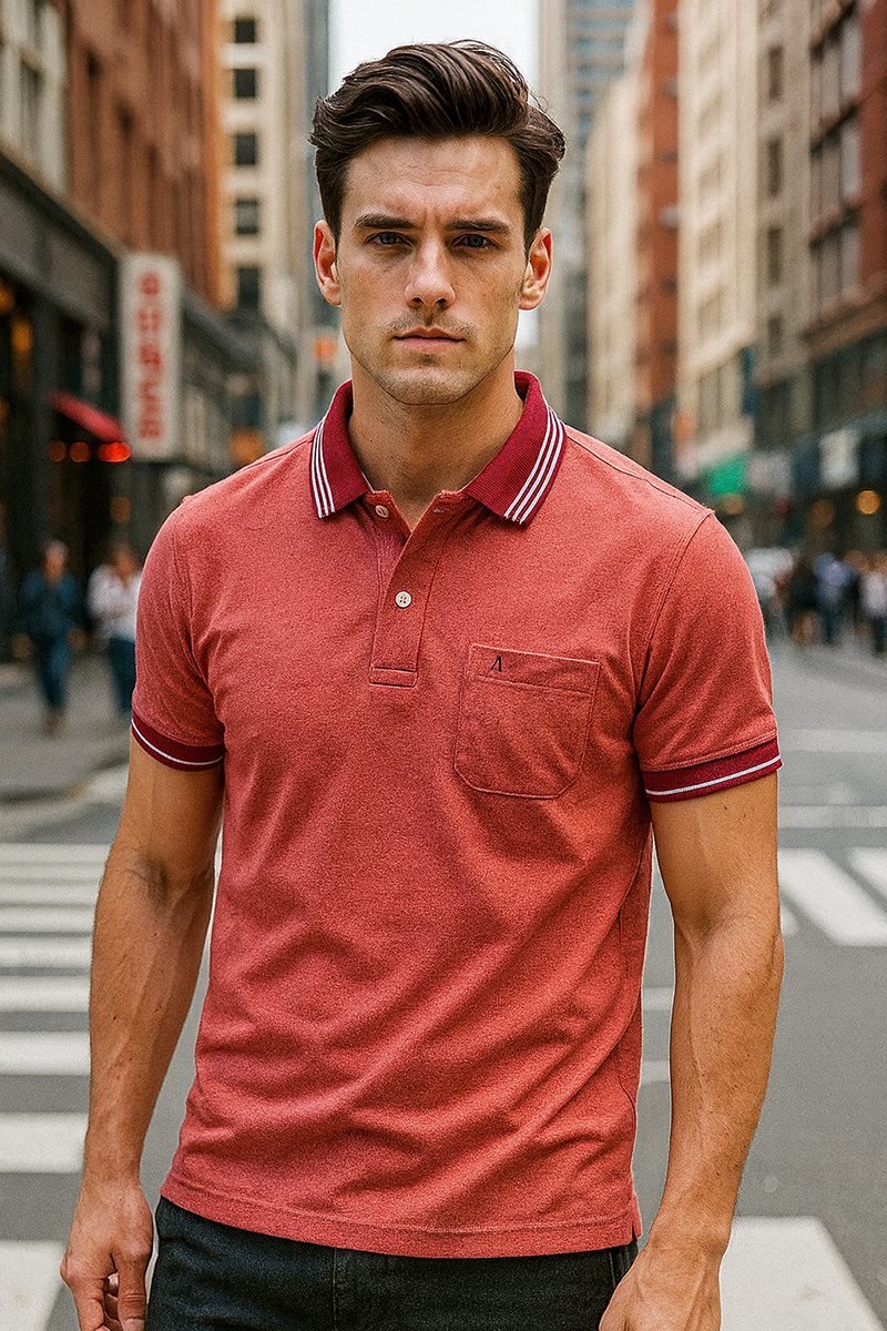 Bỏ sỉ áo Thun Nam Polo Cổ Bẻ Thêu Chữ A Phối Có Túi Thun Cotton