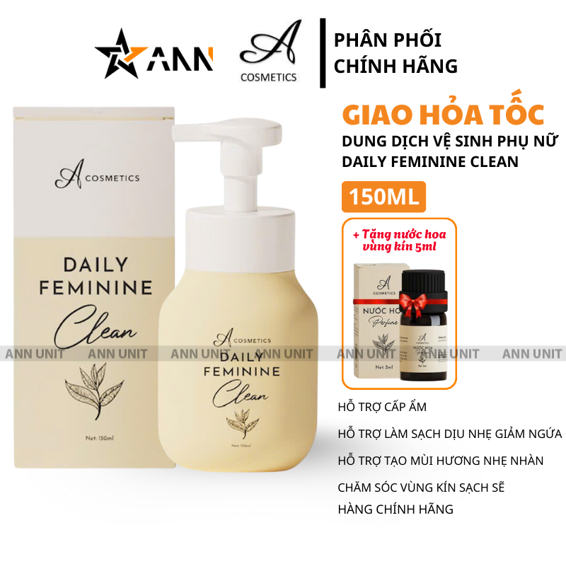 Dung Dịch Vệ Sinh A Cosmetics Daily Feminine Clean 150ml - Tặng Nước Hoa Vùng Kín 5ml