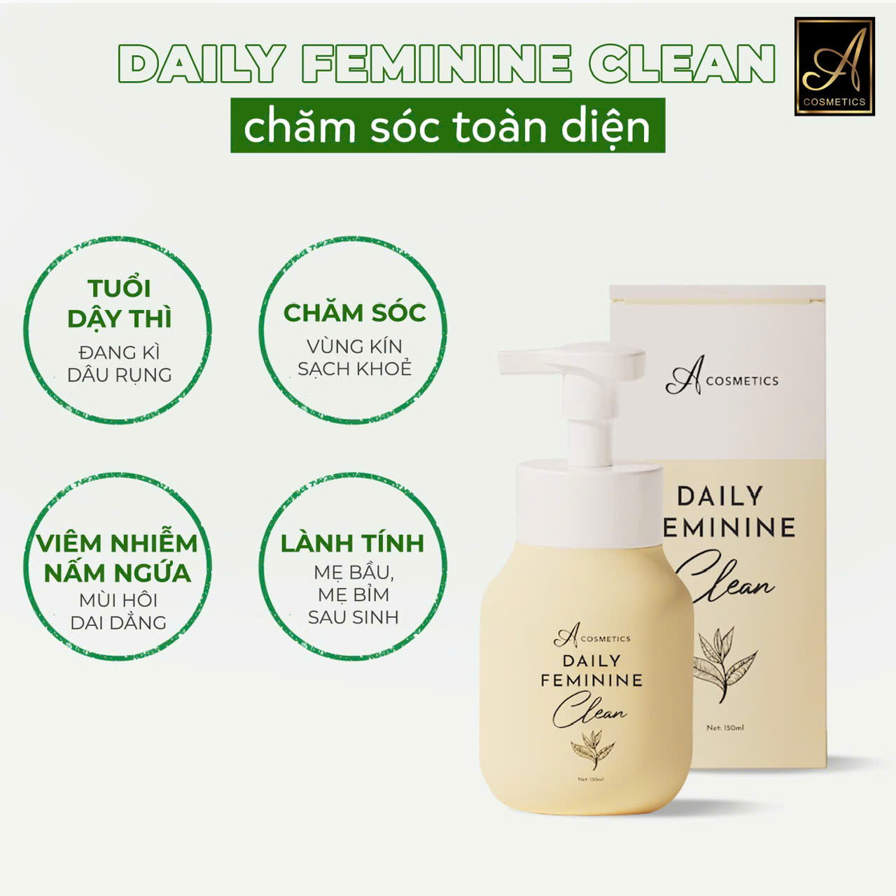 Dung Dịch Vệ Sinh A Cosmetics Daily Feminine Clean 150ml - Tặng Nước Hoa Vùng Kín 5ml