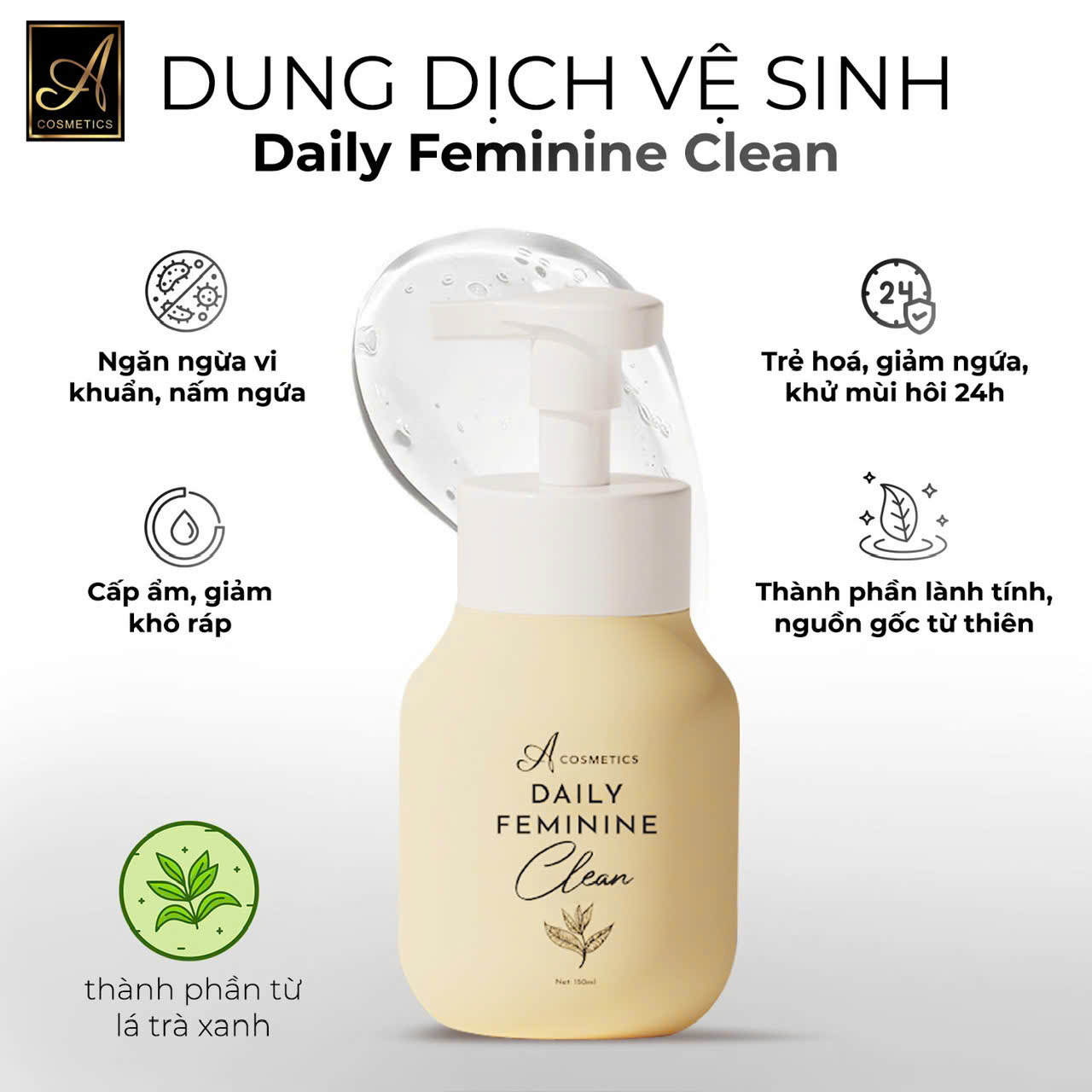 Dung Dịch Vệ Sinh A Cosmetics Daily Feminine Clean 150ml - Tặng Nước Hoa Vùng Kín 5ml