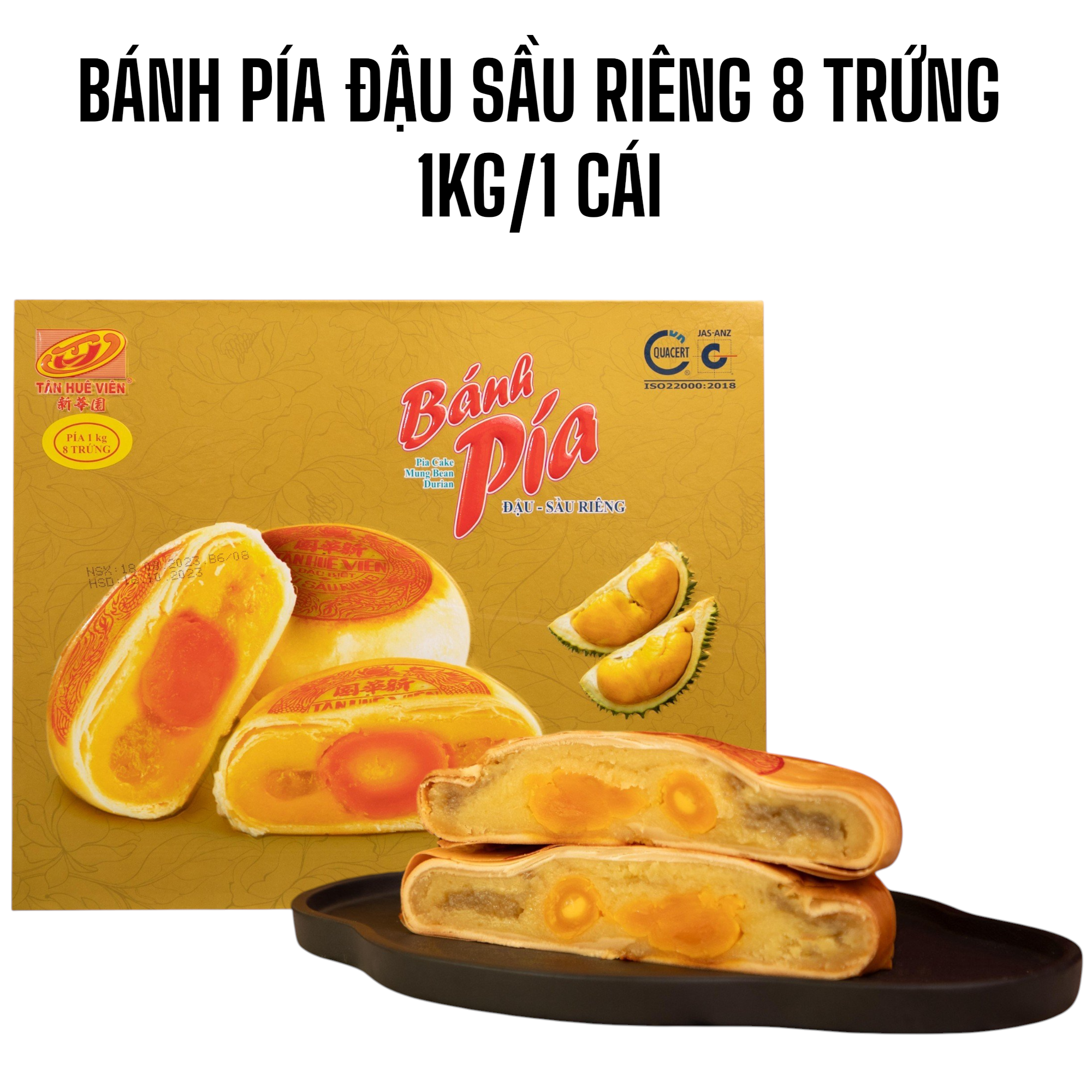 Bánh Pía Đậu Sầu Riêng Tân Huê Viên 8 Trứng 1Kg/1 cái Bánh Pía Đậu Sầu Riêng Tân Huê Viên 8 Trứng 1Kg/1 cái