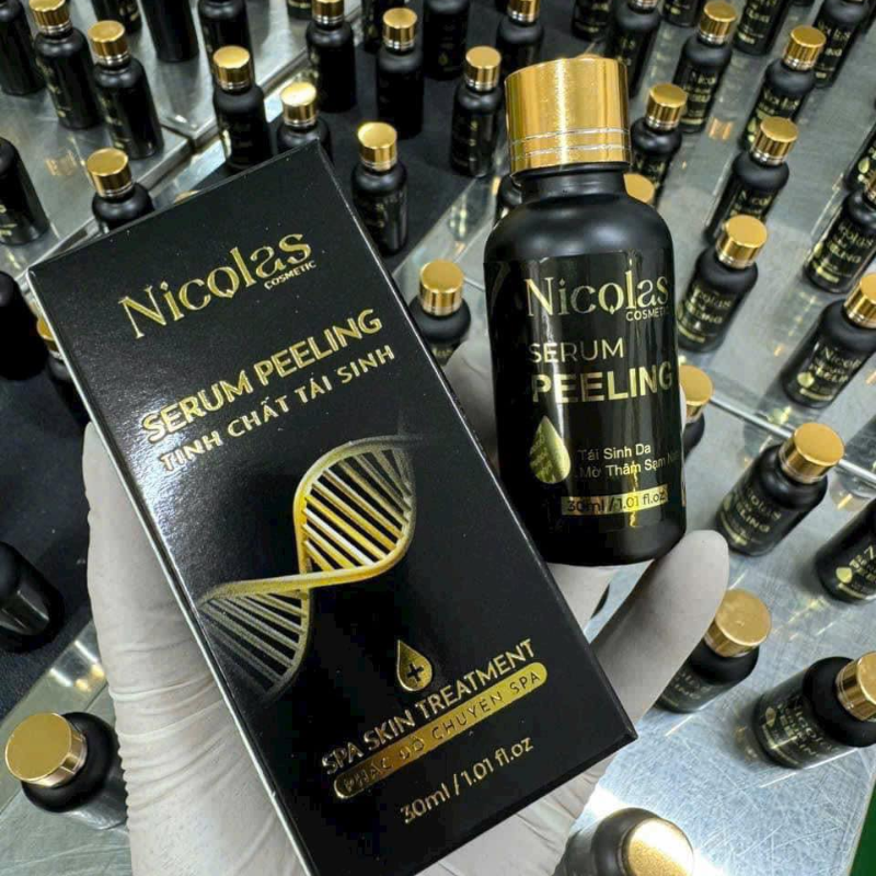 Combo Tái Sinh Nicolas - Serum Peeling 30ml & Kem Face Men Tảo Xanh Collagen 5g