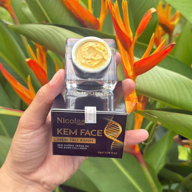 Combo Tái Sinh Nicolas - Serum Peeling 30ml & Kem Face Men Tảo Xanh Collagen 5g