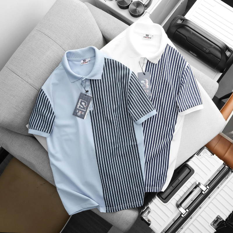 Áo Thun Polo Nam Phối Sọc Dọc Trước Ngực Và Tay Áo BigSize Từ 50-90kg Áo Thun Polo Nam Phối Sọc Dọc Trước Ngực Và Tay Áo BigSize Từ 50-90kg
