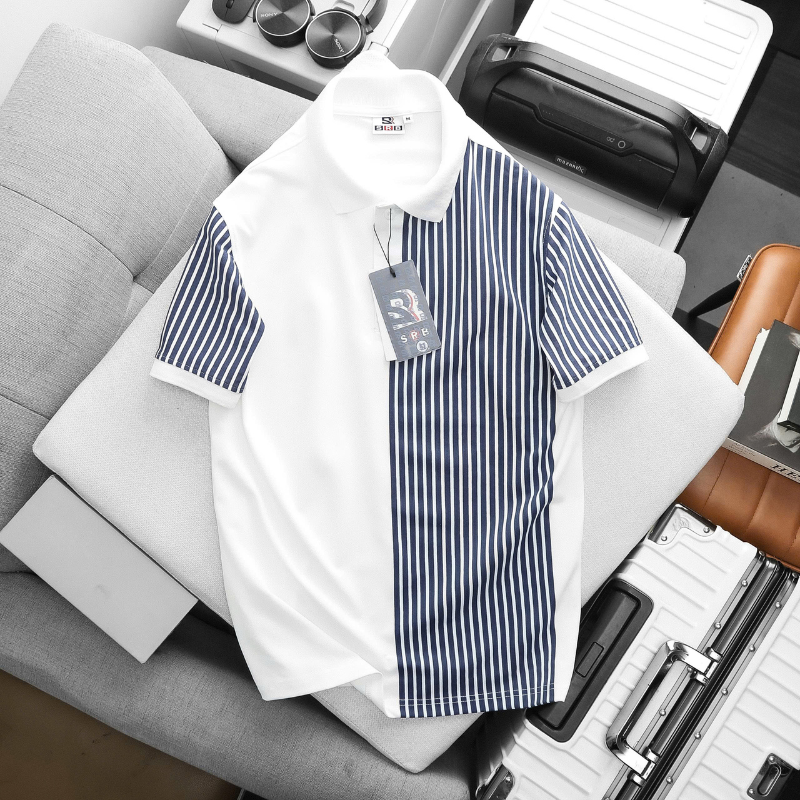 Áo Thun Polo Nam Phối Sọc Dọc Trước Ngực Và Tay Áo BigSize Từ 50-90kg Áo Thun Polo Nam Phối Sọc Dọc Trước Ngực Và Tay Áo BigSize Từ 50-90kg