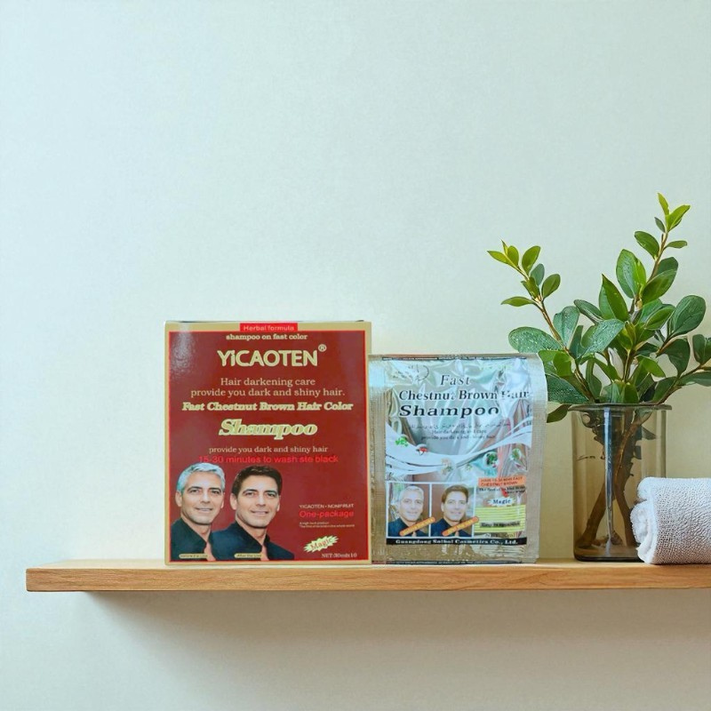 Chuyên sỉ dầu Gội Phủ Bạc Yicaoten Màu Nâu Hộp 10gói