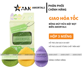 Hộp 3 Miếng Bông Mút Rửa Mặt Bọt Biển Amortals - BMAMORTALS