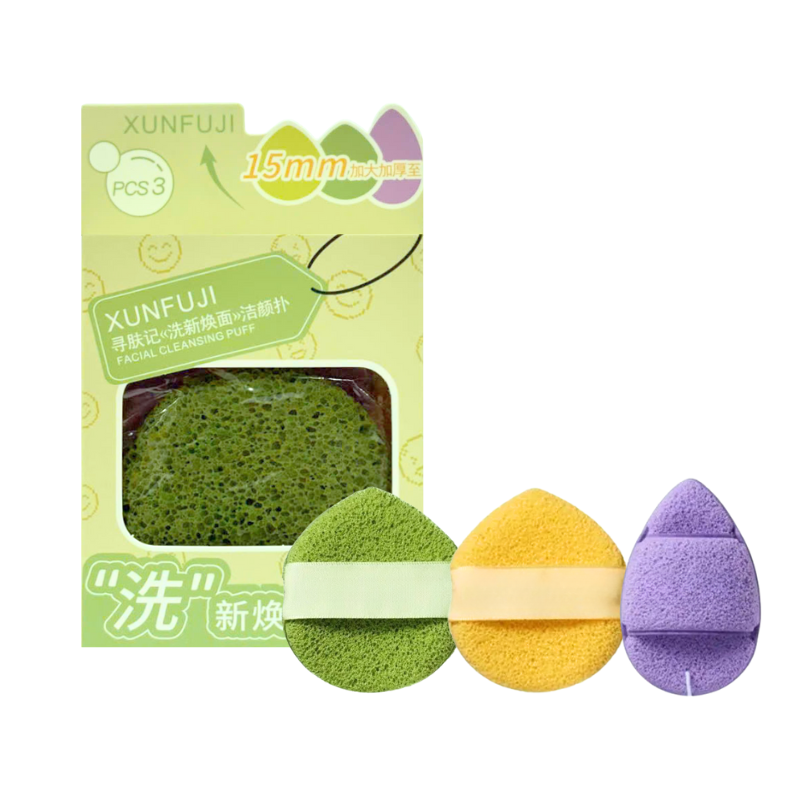 Hộp 3 Miếng Bông Mút Rửa Mặt Bọt Biển Xunfuji (Không Chữ) Hộp 3 Miếng Bông Mút Rửa Mặt Bọt Biển Xunfuji (Không Chữ)