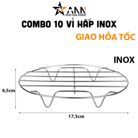Combo 10 Vỉ Hấp Inox Không Gỉ Đa Năng 4 Chân Dùng Lót Đáy Nồi - Vỉ Hấp Inox Hấp Bánh Bao 4.5x17.5cm - CB10VH01