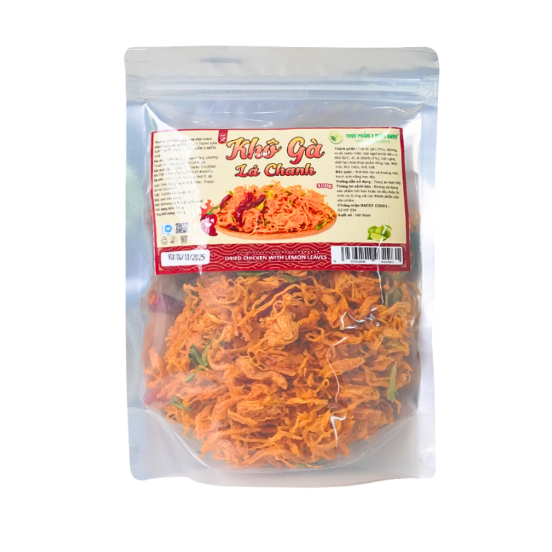 Khô Gà Lá Chanh 300g Thơm Ngon Túi Zip Khô Gà Lá Chanh 300g Thơm Ngon Túi Zip