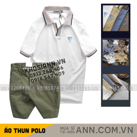 Set Bộ Nam - Áo Thun Nam Polo Cổ Bẻ Thêu Logo Hình Tam Giác Và Quần Short Kaki Co Giãn Phối Nút Cao Cấp (Có Size 36) - SBN153