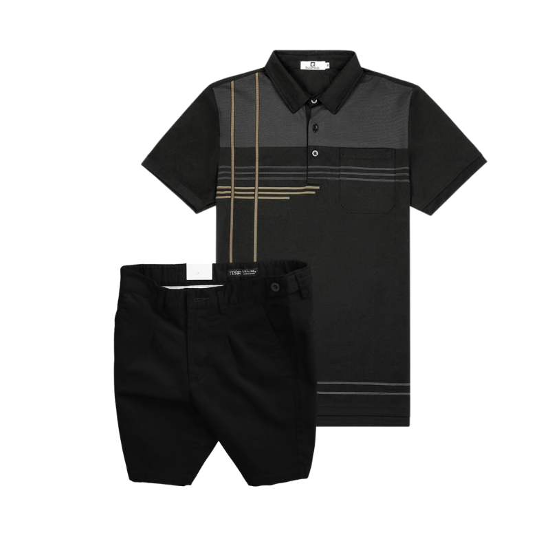 26909_152_20251017182728.png Set Bộ Nam - Áo Thun Nam Polo Cổ Bẻ Sọc Nhuyễn Phối Túi Và Quần Short Kaki Co Giãn Phối Nút Cao Cấp (Có Size 36) - SBN157