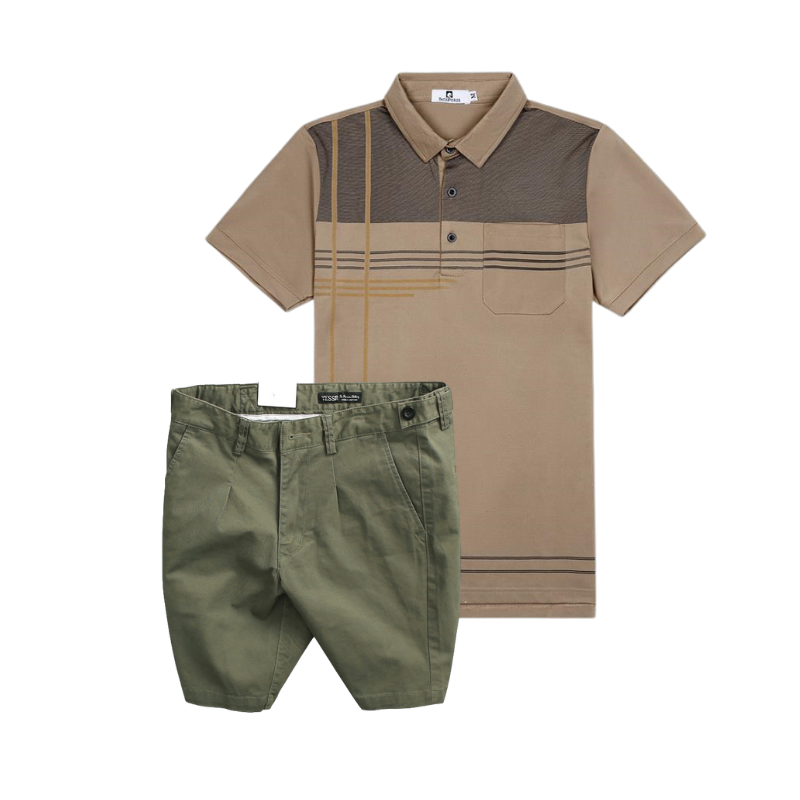 26909_155_20251017182729.png Set Bộ Nam - Áo Thun Nam Polo Cổ Bẻ Sọc Nhuyễn Phối Túi Và Quần Short Kaki Co Giãn Phối Nút Cao Cấp (Có Size 36) - SBN157