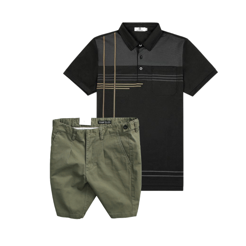 26909_156_20251017182730.png Set Bộ Nam - Áo Thun Nam Polo Cổ Bẻ Sọc Nhuyễn Phối Túi Và Quần Short Kaki Co Giãn Phối Nút Cao Cấp (Có Size 36) - SBN157
