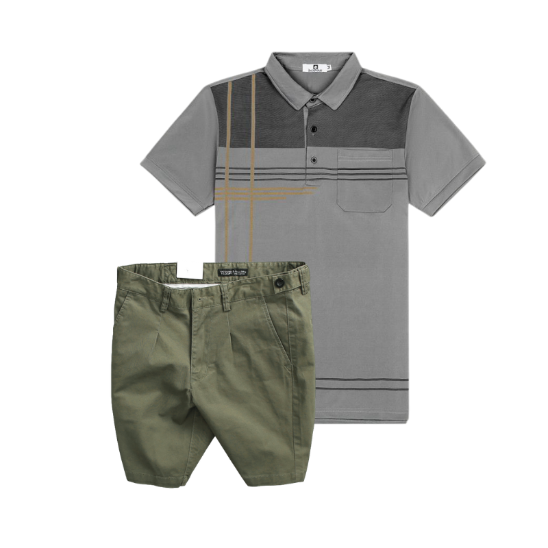26909_158_20251017182730.png Set Bộ Nam - Áo Thun Nam Polo Cổ Bẻ Sọc Nhuyễn Phối Túi Và Quần Short Kaki Co Giãn Phối Nút Cao Cấp (Có Size 36) - SBN157