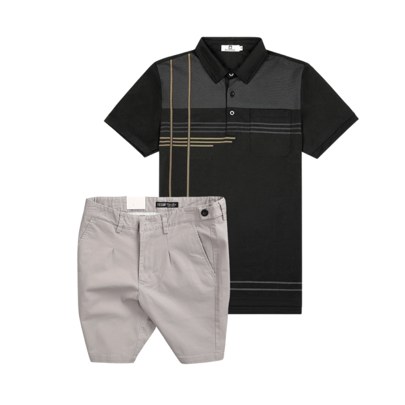 26909_164_20251017182732.png Set Bộ Nam - Áo Thun Nam Polo Cổ Bẻ Sọc Nhuyễn Phối Túi Và Quần Short Kaki Co Giãn Phối Nút Cao Cấp (Có Size 36) - SBN157