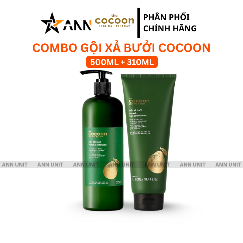 Combo Dầu Gội Xả Bưởi Cocoon - Dầu Gội Bưởi Cocoon Pomelo Shampoo 500ml Và Dầu Xả Bưởi Cocoon Pomelo Hair Conditioner 310ml