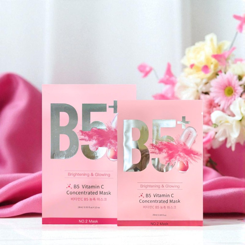 26939_34_20251023114940-1.png Hộp 10 Miếng Mặt Nạ Phục Hồi B5+ Vitamin C Concentrated Mask 28ml/Miếng - Màu Hồng - 8801457522983