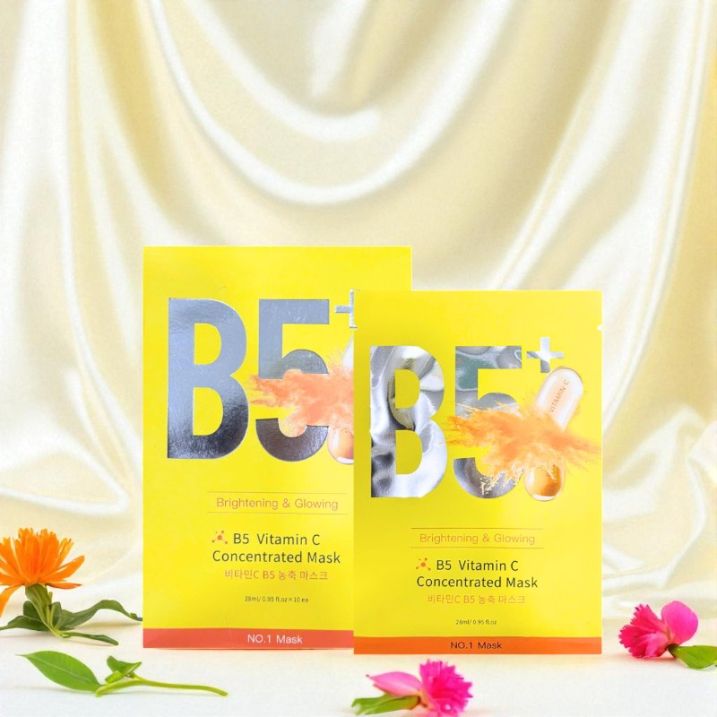 26940_23_20251023115611-1.png Hộp 10 Miếng Mặt Nạ Phục Hồi B5+ Vitamin C Concentrated Mask 28ml/Miếng - Màu Vàng - 8801457522938
