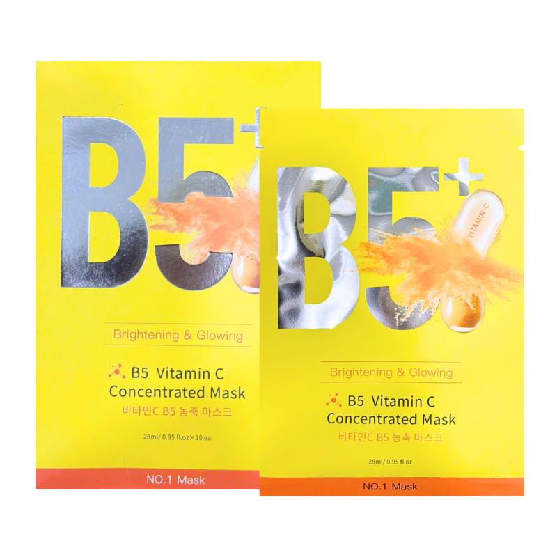 Hộp 10 Miếng Mặt Nạ Phục Hồi B5+ Vitamin C Concentrated Mask 28ml/Miếng - Màu Vàng Hộp 10 Miếng Mặt Nạ Phục Hồi B5+ Vitamin C Concentrated Mask 28ml/Miếng - Màu Vàng