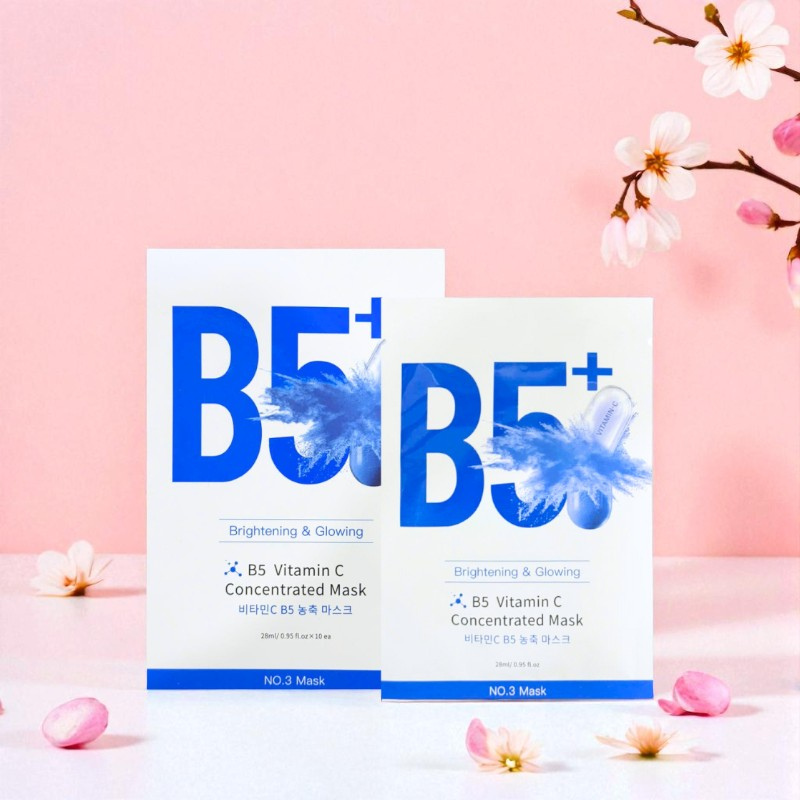 26941_31_20251023115855-1.png Hộp 10 Miếng Mặt Nạ Phục Hồi B5+ Vitamin C Concentrated Mask 28ml/Miếng - Màu Xanh - 8801457522914