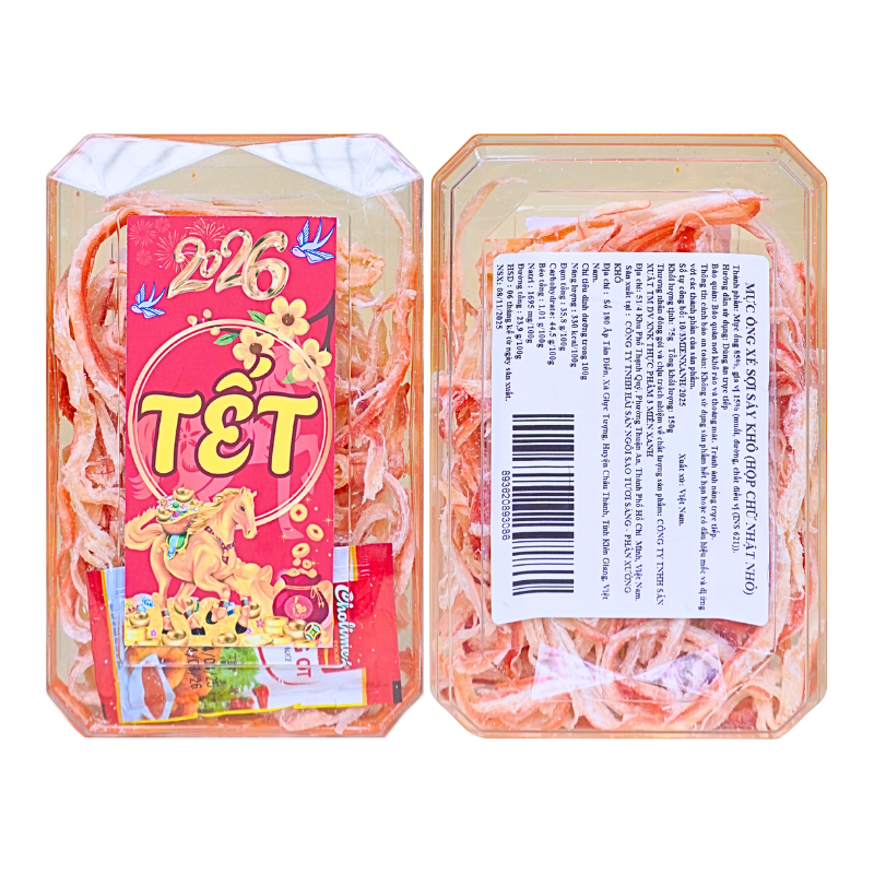 Mực Ống Gia Vị Sấy Khô Xé Sợi 150g - Hộp Chữ Nhật Nhỏ Hộp Quà Tết 2026 Mực Ống Gia Vị Sấy Khô Xé Sợi 150g - Hộp Chữ Nhật Nhỏ Hộp Quà Tết 2026