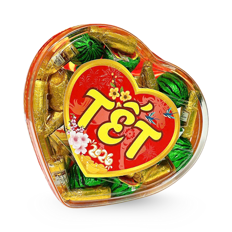 Kho sỉ kẹo Socola Mix 300g - Hộp Trái Tim Hộp Quà Tết 2026 Kho sỉ kẹo Socola Mix 300g - Hộp Trái Tim Hộp Quà Tết 2026