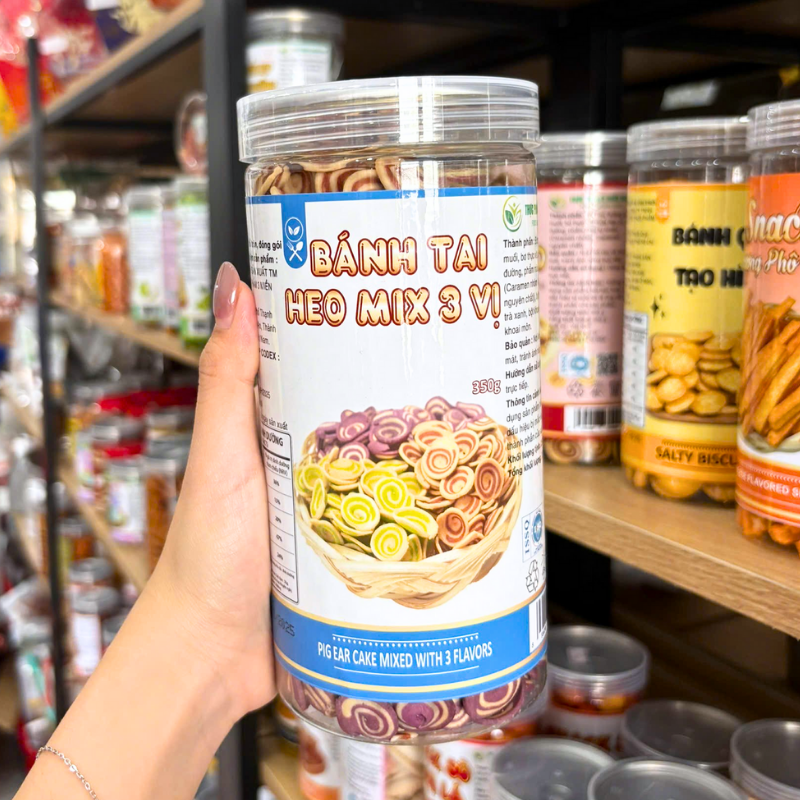 Shop sỉ bánh Tai Heo Mix 3 Vị Caramel, Khoai Môn, Trà Xanh 350g Thơm Ngon - Hũ Pet Shop sỉ bánh Tai Heo Mix 3 Vị Caramel, Khoai Môn, Trà Xanh 350g Thơm Ngon - Hũ Pet
