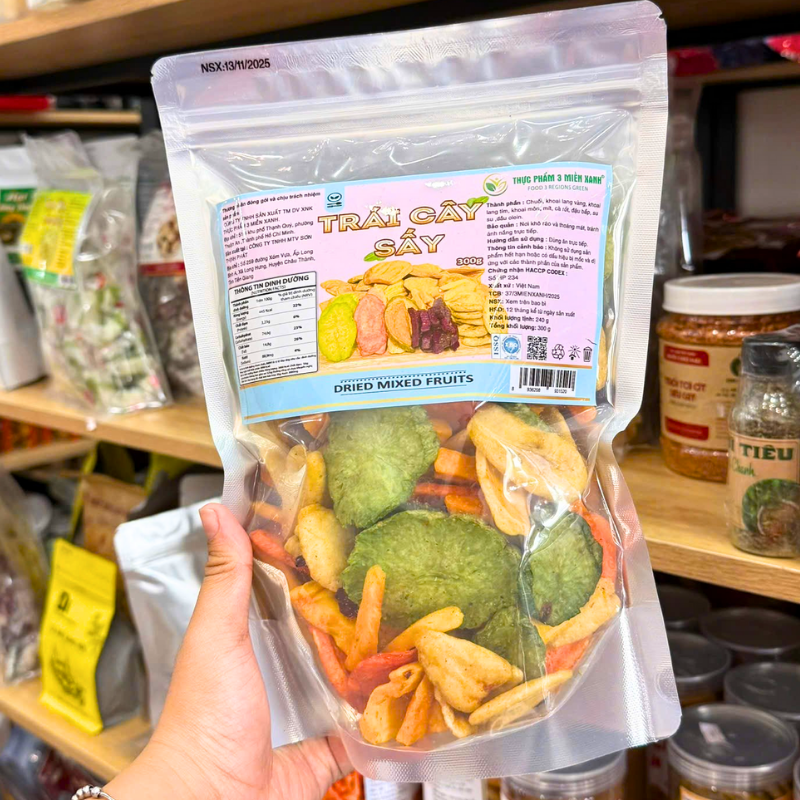 Bỏ sỉ trái Cây Thập Cẩm Sấy Giòn 300g - Túi Zip Bạc Bỏ sỉ trái Cây Thập Cẩm Sấy Giòn 300g - Túi Zip Bạc
