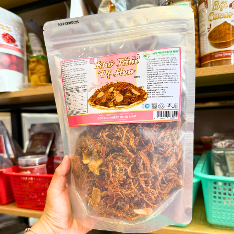 Khô Tẩm Vị Heo 300g - Túi Zip Bạc Khô Tẩm Vị Heo 300g - Túi Zip Bạc