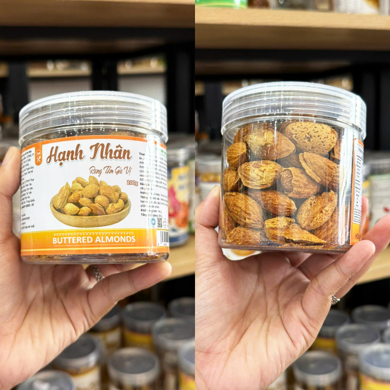 Kho sỉ hạnh Nhân Sấy Tẩm Gia Vị - Hạnh Nhân Rang Bơ Loại Vỏ Dày Mini Thơm Ngon 200g - Hũ Pet Kho sỉ hạnh Nhân Sấy Tẩm Gia Vị - Hạnh Nhân Rang Bơ Loại Vỏ Dày Mini Thơm Ngon 200g - Hũ Pet
