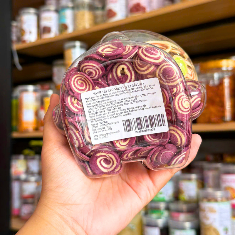 Bánh Tai Heo Mix 3 Vị (Caramel, Khoai Môn, Trà Xanh) 400g Thơm Ngon - Hũ Gấu Lớn Bánh Tai Heo Mix 3 Vị (Caramel, Khoai Môn, Trà Xanh) 400g Thơm Ngon - Hũ Gấu Lớn