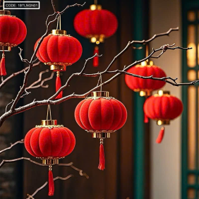 1 Bịt LỒNG ĐÈN NHUNG - Loại Bịt 9 Trái - 1BTLNGN01