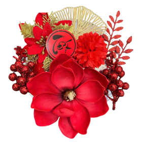 Set Phụ Kiện Trang Trí Hoa Mộc Lan - Mẹt Tre Hoa Treo Tường - Phên Tre Trang Trí Tết - MTTT06