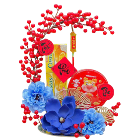 Set Tráp Đông Đào Hoa Mộc Lan - Trang Trí Bánh Tết Phúc Lộc Thọ - Set Đồng Đào Tài Lộc Trang Trí Tết - SDDTTT01