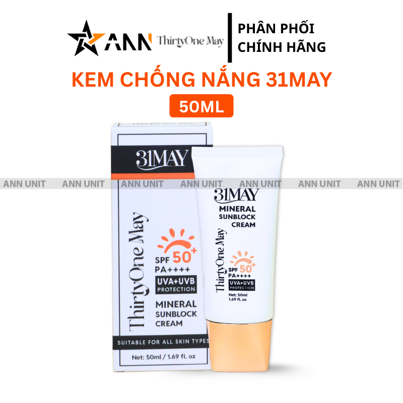 27529_1_20251206170710.png Kem Chống Nắng 31 May Mineral Sunblock Cream SPF50+ PA++++ 50ml - 8938562528132