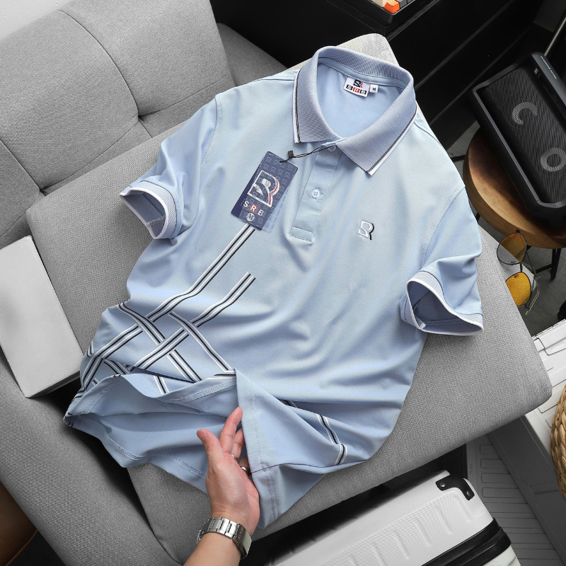 27601_15_20251211173055-1.png Áo Thun Nam Polo - Áo Thun Cổ Bẻ Nam Thêu Logo Chữ R Trước Ngực Và Phối Sọc Ở Vạt Áo Sang Trọng Có Big Size - CS294