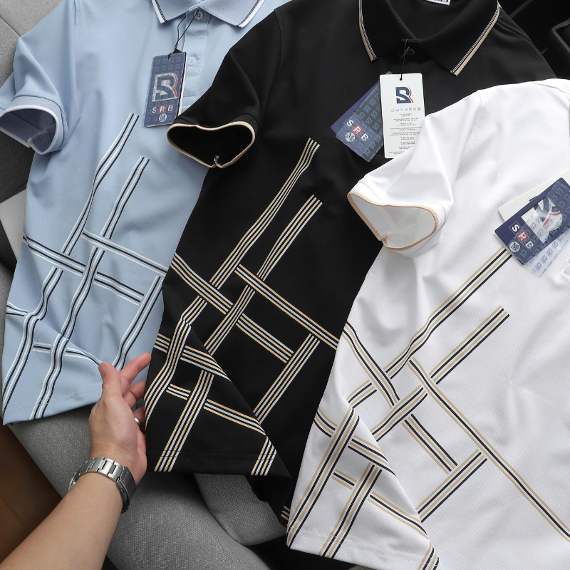 27601_7_20251211173049-1.png Áo Thun Nam Polo - Áo Thun Cổ Bẻ Nam Thêu Logo Chữ R Trước Ngực Và Phối Sọc Ở Vạt Áo Sang Trọng Có Big Size - CS294