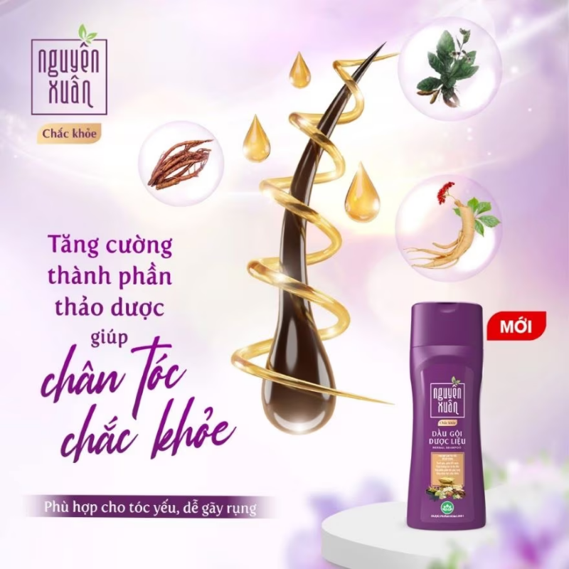 Dầu Gội Dược Liệu Nguyên Xuân Chắc Khỏe Cho Tóc Yếu 250ml - Màu Tím