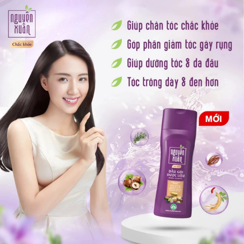 Dầu Gội Dược Liệu Nguyên Xuân Chắc Khỏe Cho Tóc Yếu 250ml - Màu Tím